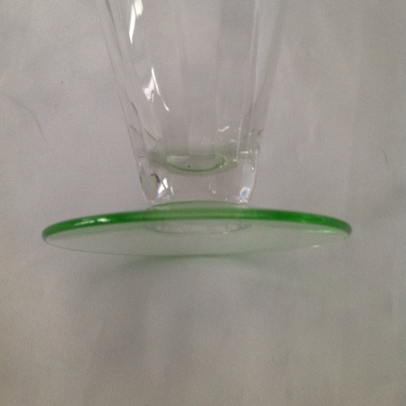 💲SALE💲Set/ 6 Vintage Weston Crystal Etched Water Glasses Vaseline Glass Stems - Picture 5 of 7